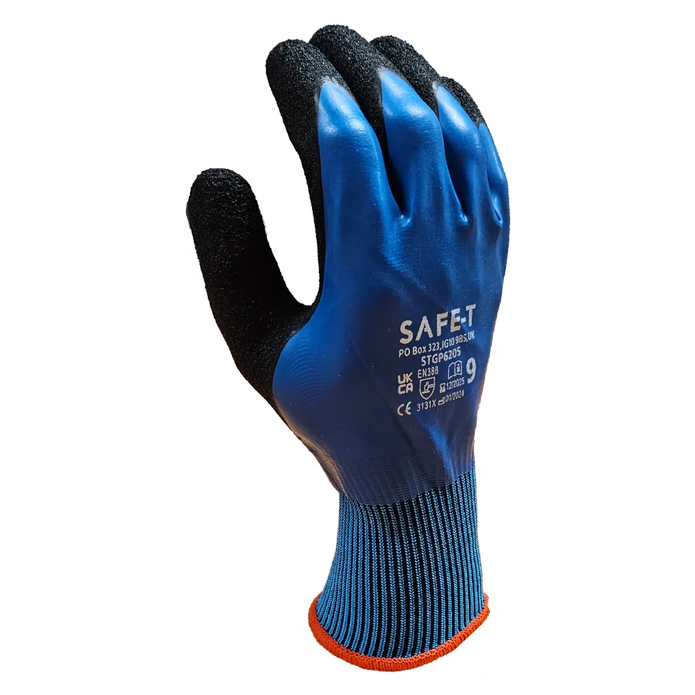 Waterproof Crinkle Latex Coated Grip Gloves - Case of 120 Pairs — Blue